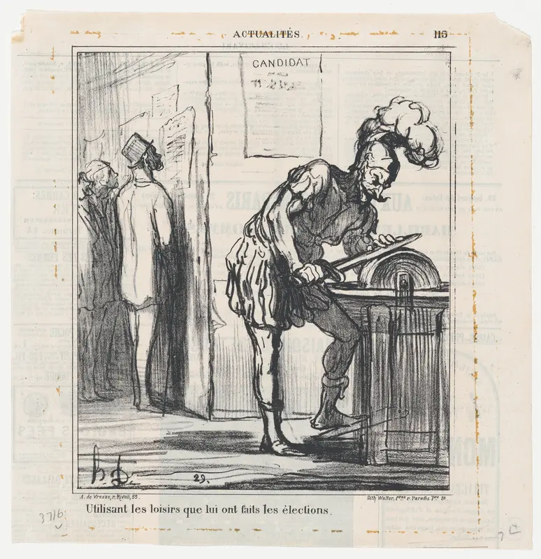 Using the free time the elections have given him, from News of the day, published in "Le Charivari" Wall Art by Honoré Daumier - High-Resolution Digital Print