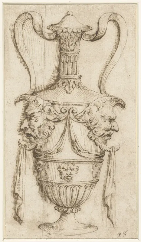 Vaas met mascarons op de schouders Wall Art by Unknown - High-Resolution Digital Print