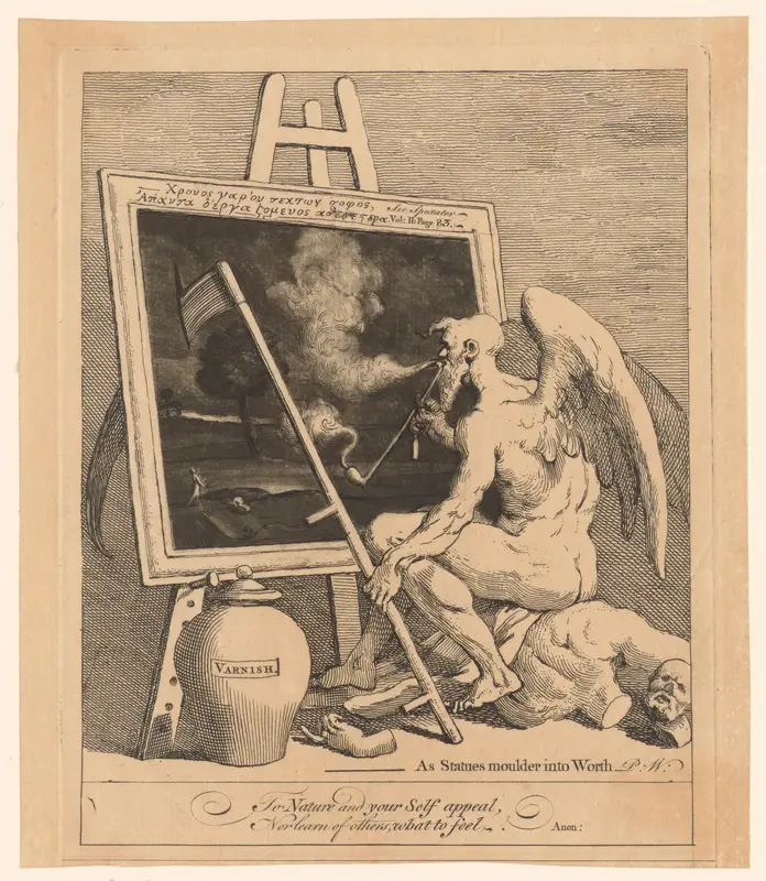 Vadertje Tijd blaast rook op een schilderij Wall Art by William Hogarth - High-Resolution Digital Print