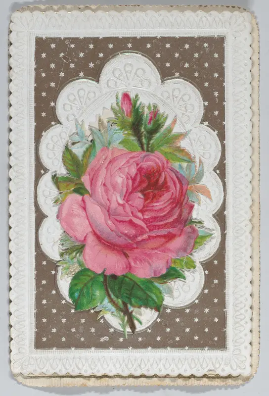 Valentine - Mechanical Layered Birthday - die cut roses and woman. Wall Art by Anonymous - High-Resolution Digital Print