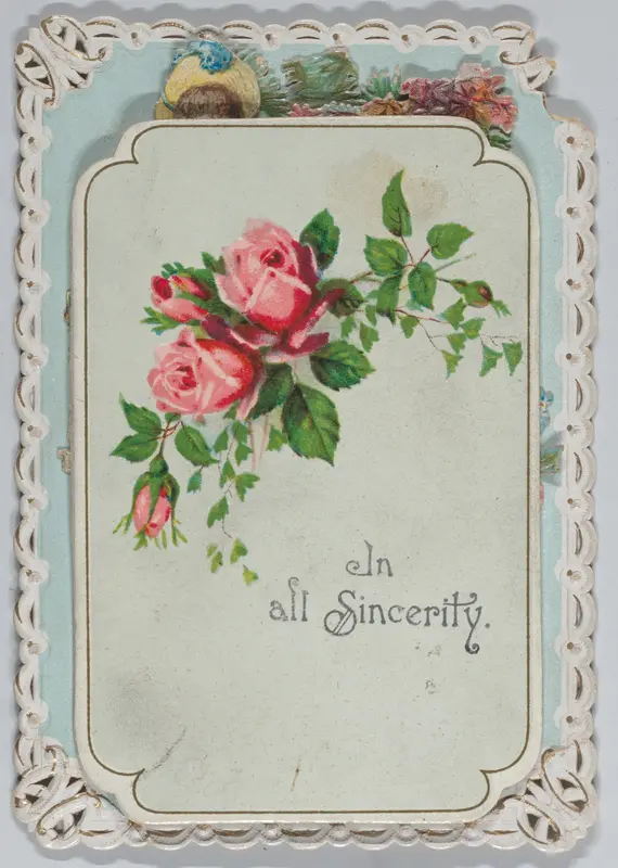 Valentine - Mechanical pull down - Woman on a garden bench with cascade and doves. Wall Art by Anonymous - High-Resolution Digital Print