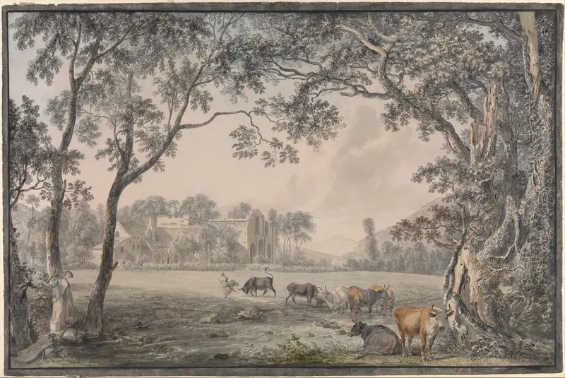 Valle Crucis Abbey, Denbighshire Wall Art by Paul Sandby - High-Resolution Digital Print