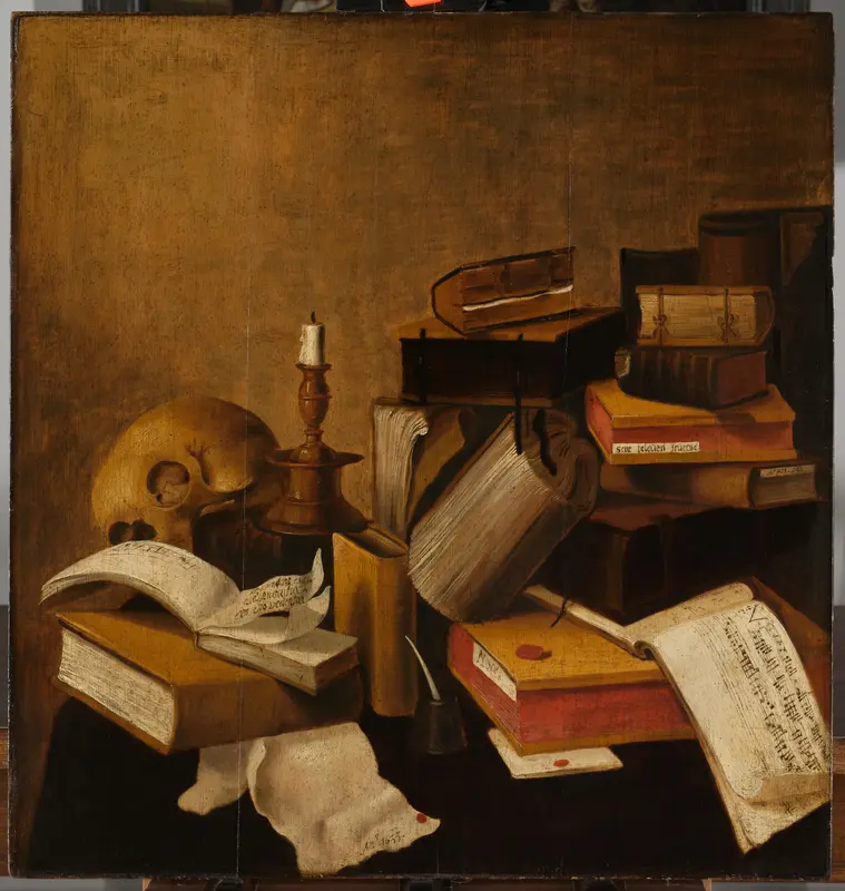 Vanitas Still Life with Books Wall Art by anonymous - High-Resolution Digital Print
