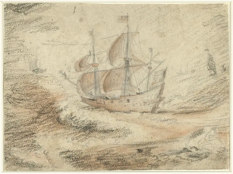 Varend schip op zee Wall Art by Unknown - High-Resolution Digital Print
