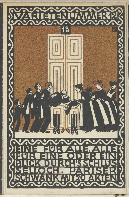 Variety Act 12: One for All, All for One or a Glimpse through the Keyhole (Varietenummer 12: Eine für Alle, Alle für eine oder ein Blick Durch's Schlüsselloch. Pariser Schwank mit 20 Akten Wall Art by Moriz Jung - High-Resolution Digital Print