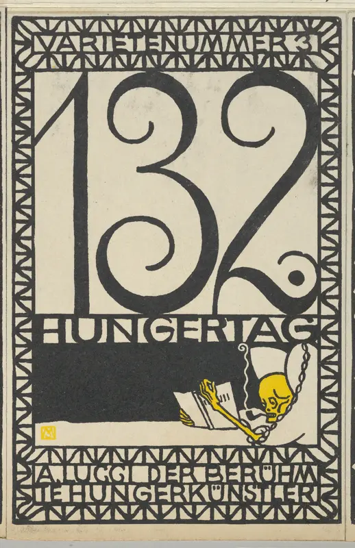 Variety Act 3: 132nd Day of Fasting, A. Lucci the Famous Hunger Artist (Varietenummer 3: 132 Hungertag, A. Lucci der Berühmte Hungerkünstler) Wall Art by Moriz Jung - High-Resolution Digital Print