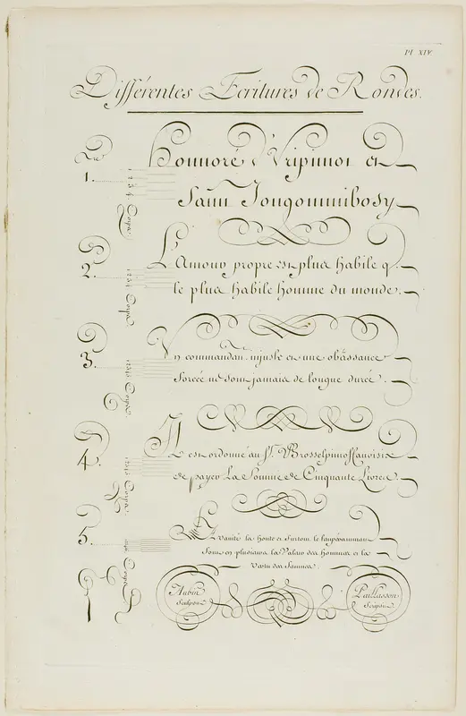 Various Rounded-Style Calligraphy, from Encyclopédie Wall Art by Aubin - High-Resolution Digital Print