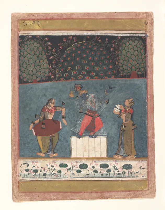 Vasant Ragini: Folio from a ragamala series (Garland of Musical Modes) Wall Art by Unknown - High-Resolution Digital Print