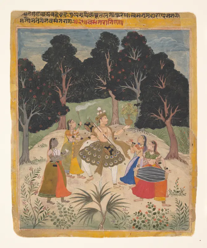 Vasant Ragini, Page from a Ragamala Series (Garland of Musical Modes) Wall Art by Unknown - High-Resolution Digital Print