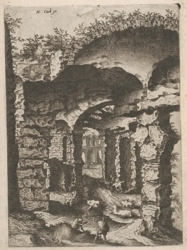 Vaults with Bosse Blocks, from "Roman Ruins and Buildings" Wall Art by Johannes van Doetecum I - High-Resolution Digital Print