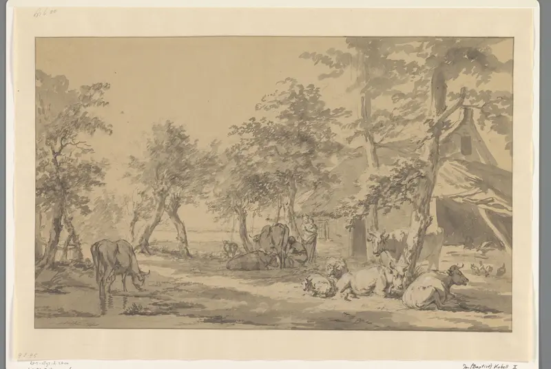 Vee onder bomen bij een boerderij Wall Art by Jan Kobell (I) - High-Resolution Digital Print