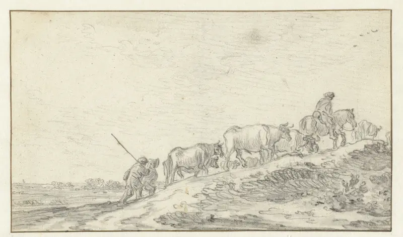 Veedrijvers en vee op een helling Wall Art by Jan van Goyen - High-Resolution Digital Print