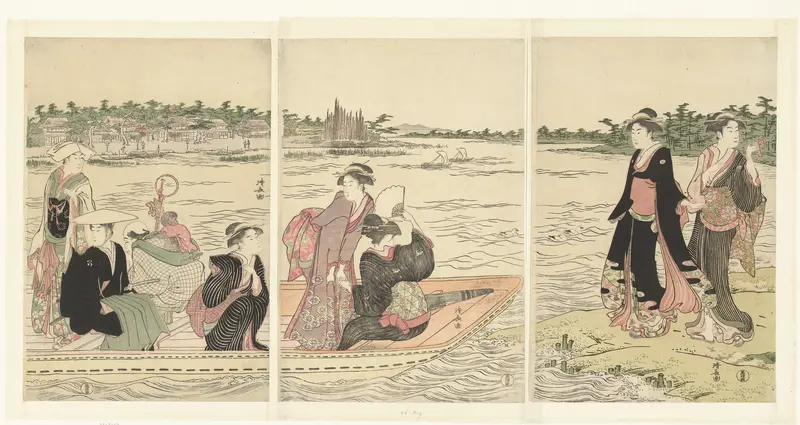 Veerboot op de rivier de Sumida Wall Art by Unknown - High-Resolution Digital Print