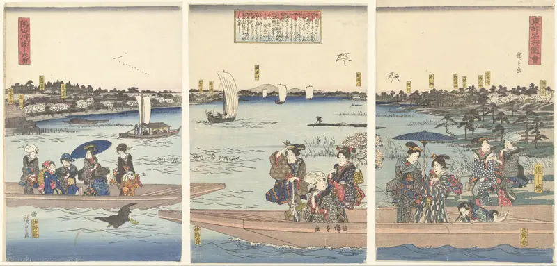 Veerboten op de Sumida rivier Wall Art by unknown - High-Resolution Digital Print