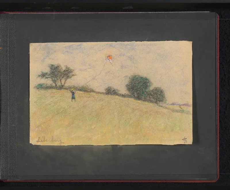Veld met een vliegeraar te Leberberg in Wiesbaden Wall Art by Unknown - High-Resolution Digital Print
