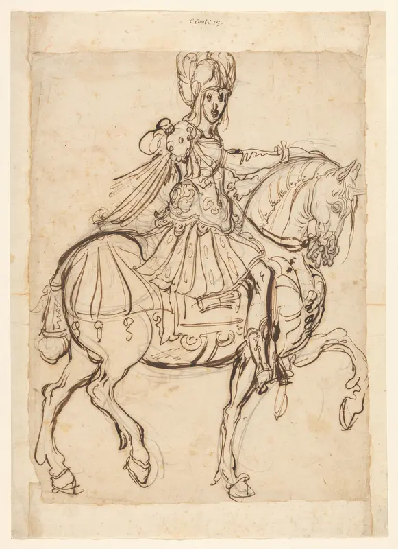 Veldheer te paard, rijdend naar rechts