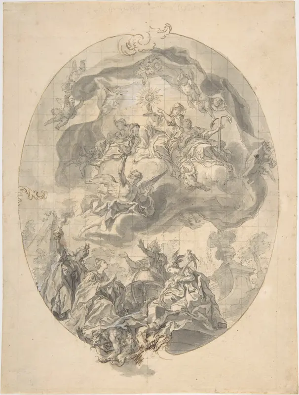 Veneration of the Eucharist by the Peoples of the World (Allegories of the Four Continents) Wall Art by Gottfried Bernhard Goetz - High-Resolution Digital Print
