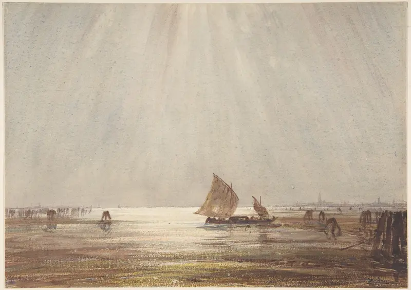Venetian fishing boat Wall Art by Félix-François-Georges-Philibert Ziem - High-Resolution Digital Print