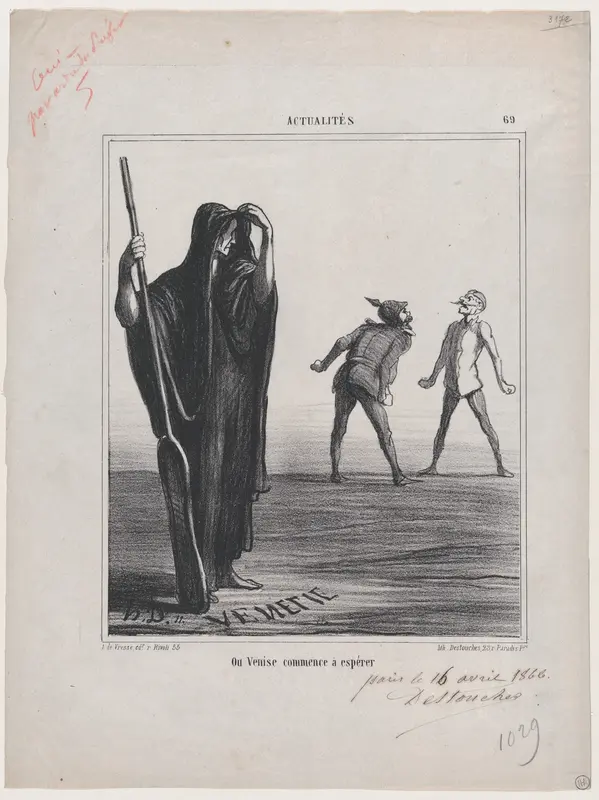 Venice begins to hope, from 'News of the day,' published in Le Charivari, April 24, 1866 Wall Art by Honoré Daumier - High-Resolution Digital Print