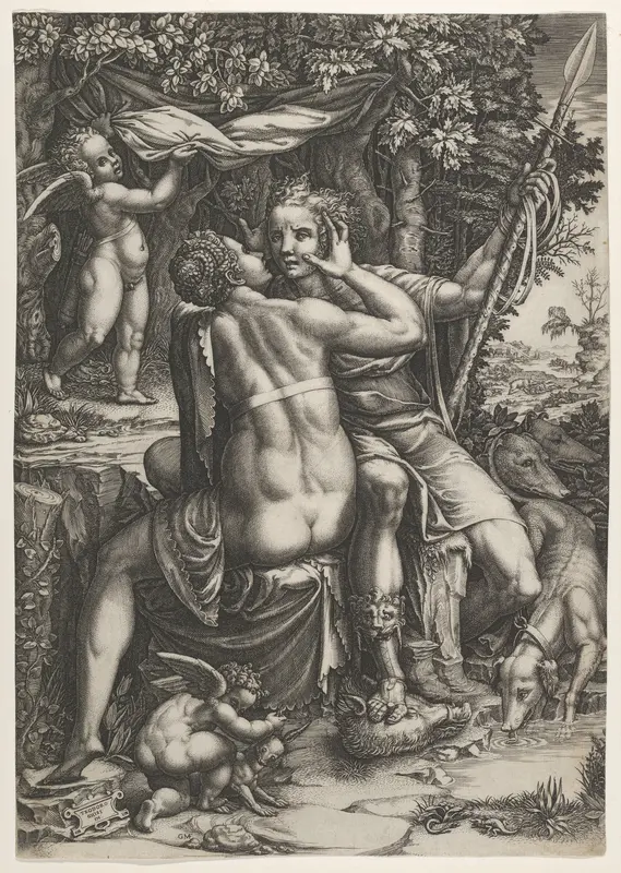 Venus and Adonis Wall Art by Giorgio Ghisi - High-Resolution Digital Print