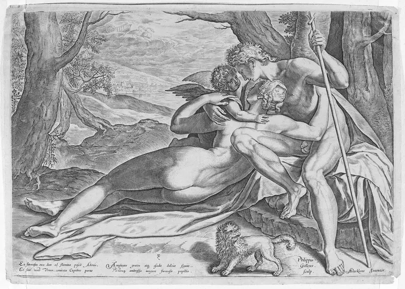 Venus and Adonis, from "The Story of Adonis" Wall Art by Philips Galle - High-Resolution Digital Print