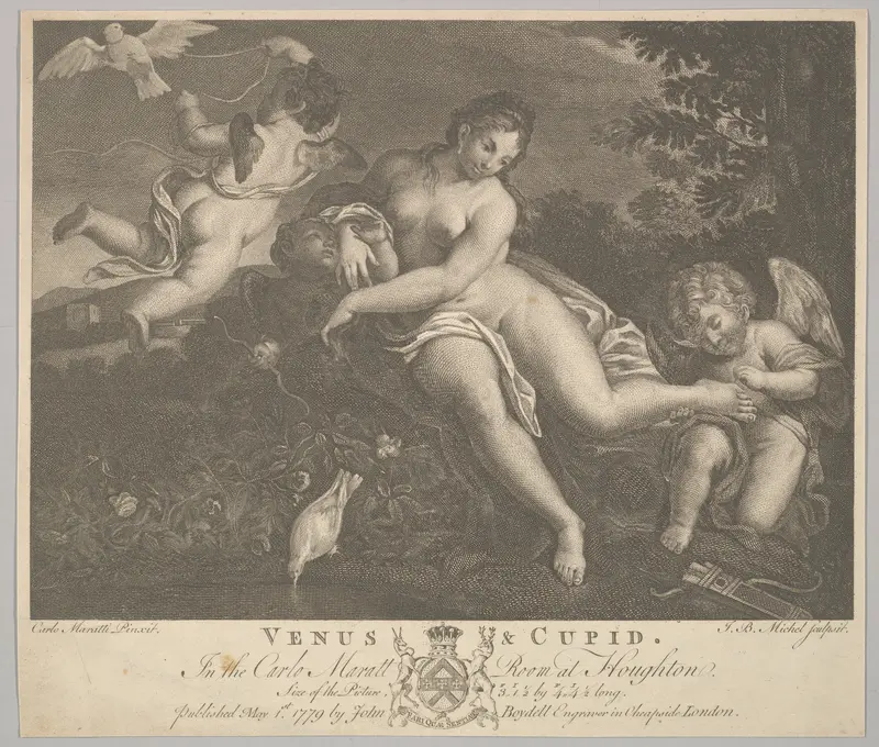 Venus and Cupid Wall Art by Jean-Baptiste Michel - High-Resolution Digital Print