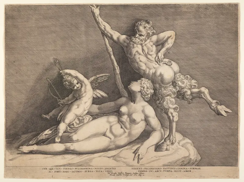 Venus and Cupid with a Satyr Wall Art by Adriaen de Weerdt - High-Resolution Digital Print