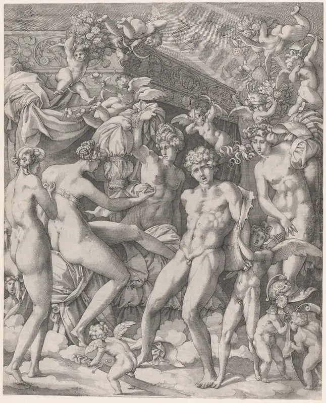Venus and Mars with cupid and the Three Graces Wall Art by Master HCB - High-Resolution Digital Print