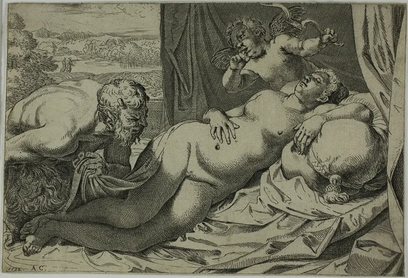 Venus and Satyr Wall Art by Annibale Carracci - High-Resolution Digital Print