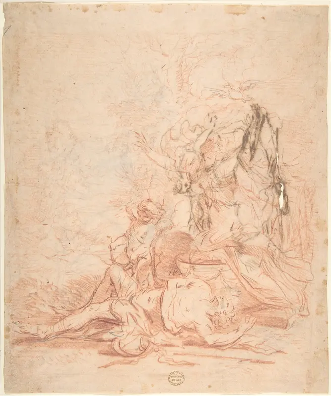 Venus and the Dead Adonis (recto); Sketches of Venus and the Dead Adonis; several sketches of kneeling and standing figures (verso) Wall Art by Anonymous, Italian, Roman-Bolognese, 17th century - High-Resolution Digital Print