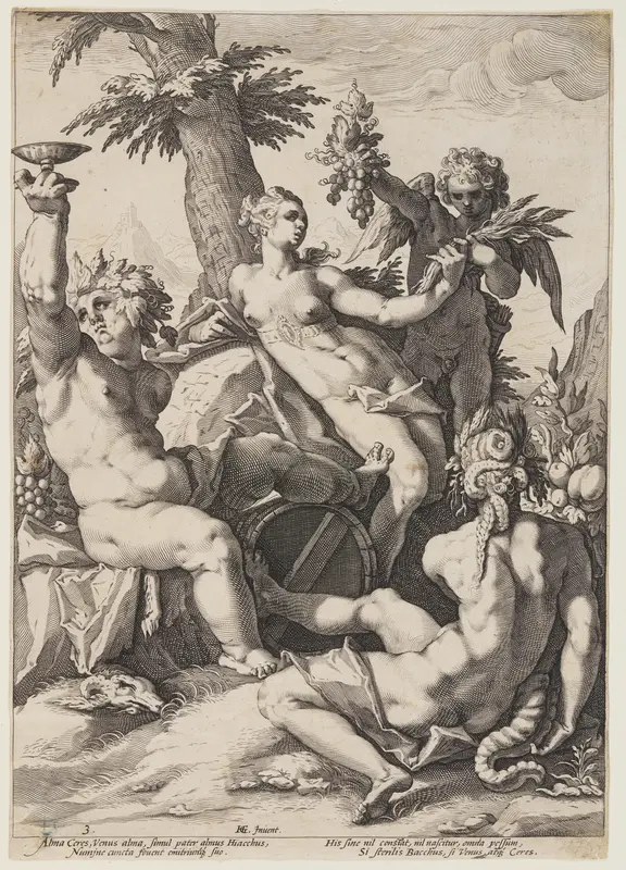 Venus, Bacchus and Ceres Wall Art by Jacob Matham - High-Resolution Digital Print