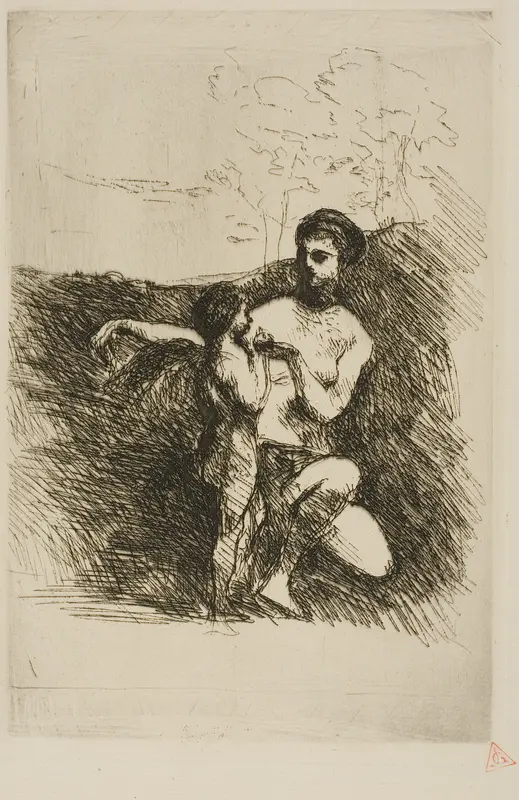 Venus Clipping Cupid's Wings, second plate Wall Art by Jean Baptiste Camille Corot - High-Resolution Digital Print