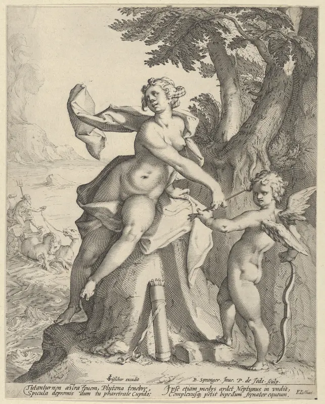 Venus Commanding Cupid to Shoot his Arrow at Pluto Wall Art by Pieter de Jode I - High-Resolution Digital Print