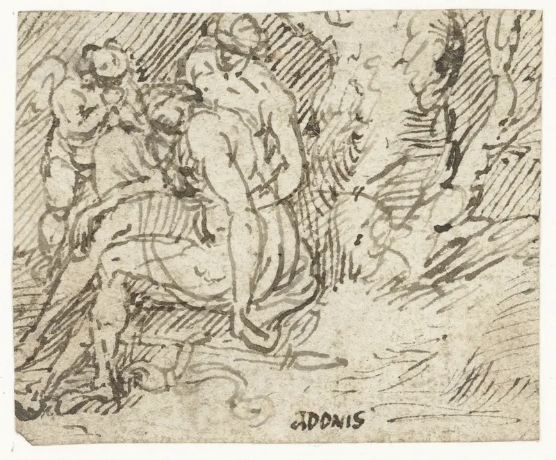 Venus, Cupido en Adonis Wall Art by Lambert Lombard - High-Resolution Digital Print