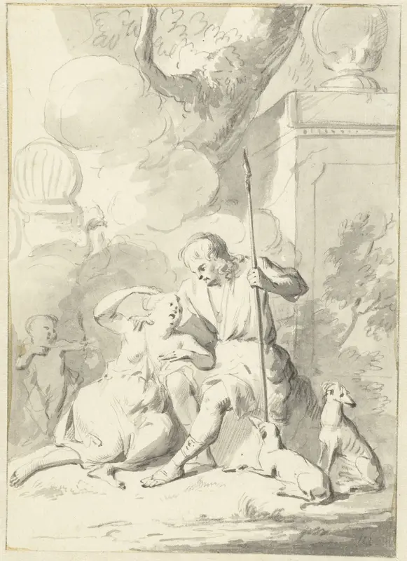 Venus en Adonis (?) Wall Art by Aert Schouman - High-Resolution Digital Print