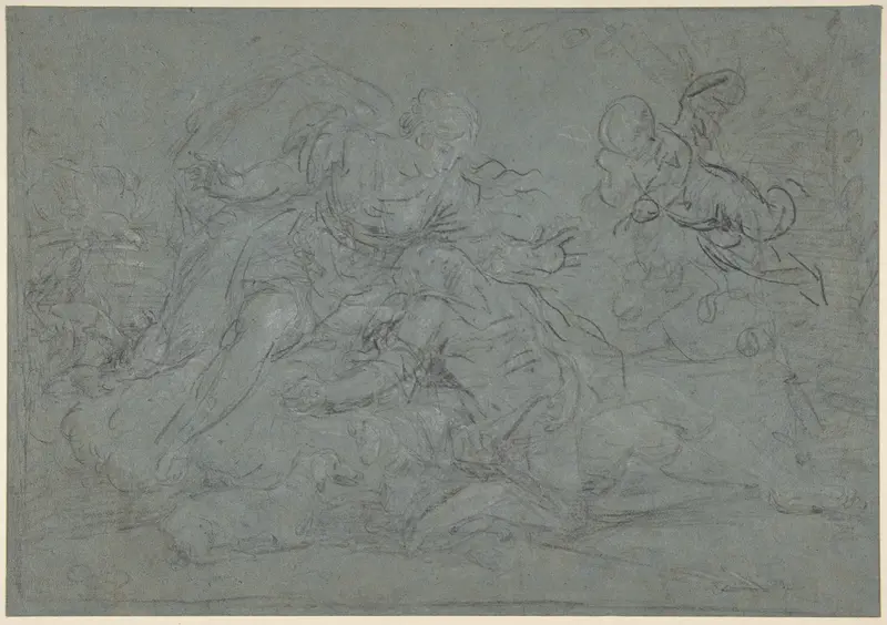 Venus Lamenting the Dead Adonis (or Diana and Endymion) Wall Art by Januarius Zick - High-Resolution Digital Print