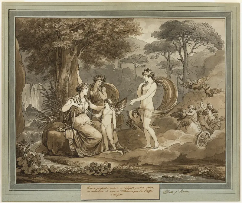 Venus Presents Cupid to Calypso, from The Adventures of Telemachus, Book 7 Wall Art by Bartolomeo Pinelli - High-Resolution Digital Print