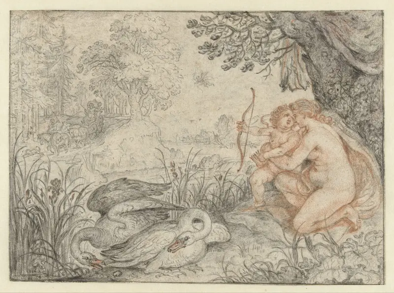 Venus Urging Cupid to Shoot his Arrow at Pluto Wall Art by Roelant Savery - High-Resolution Digital Print