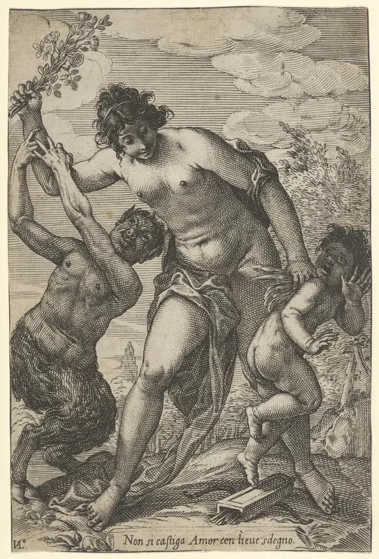 Venus Whipping Cupid with Roses Wall Art by Giovanni Luigi Valesio - High-Resolution Digital Print