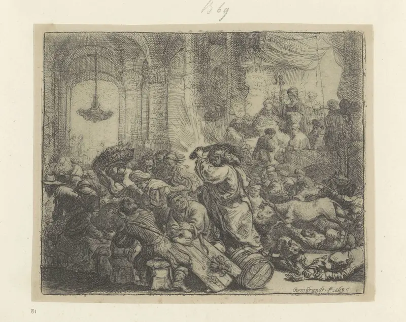 Verdrijving van de wisselaars uit de tempel Wall Art by Henry Louis Basan - High-Resolution Digital Print