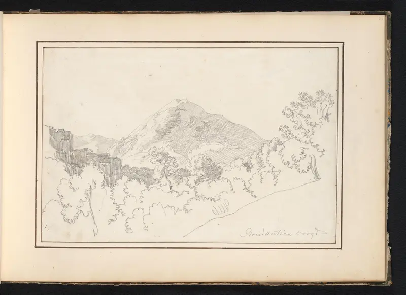 Vergezicht met bergtop te Roccantica Wall Art by Unknown - High-Resolution Digital Print