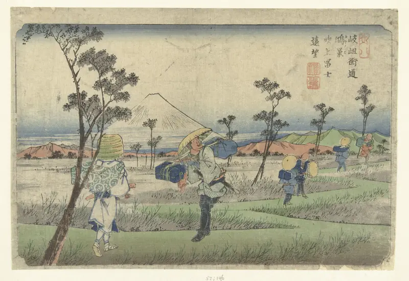 Vergezicht op de berg Fuji gezien vanaf Fukiage bij Kōnosu Wall Art by Unknown - High-Resolution Digital Print