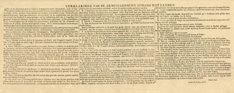 Verklaringe van de arminiaensche schans tot Leyden Wall Art by Unknown artist - High-Resolution Digital Print