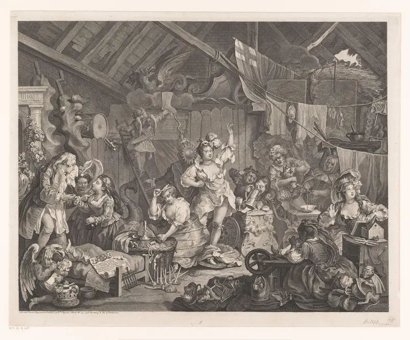 Verklede actrices en kinderen in een schuur Wall Art by Unknown - High-Resolution Digital Print