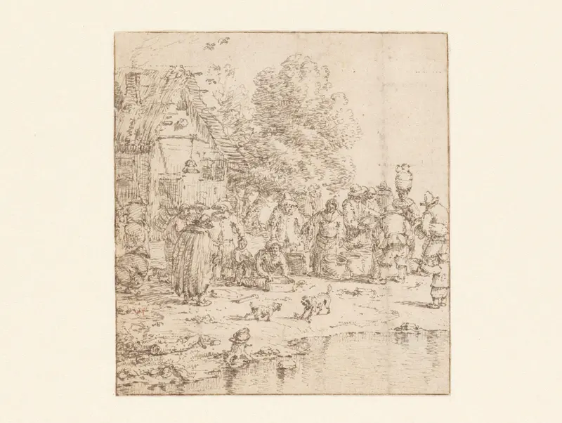Verkoopscène bij een boerderij Wall Art by anonymous - High-Resolution Digital Print