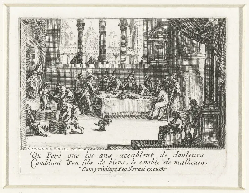 Verloren zoon ontvangt zijn erfdeel Wall Art by Jacques Callot - High-Resolution Digital Print