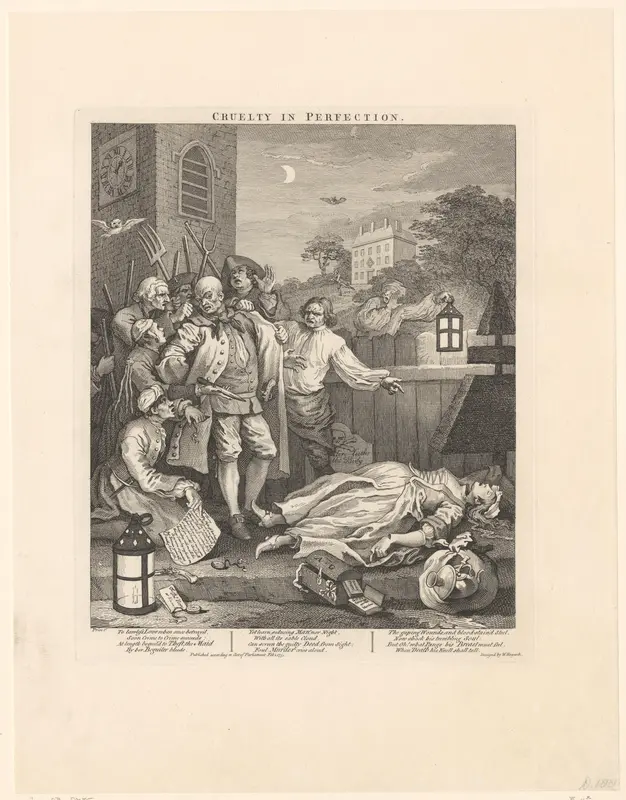 Vermoorde vrouw en een woedende menigte Wall Art by William Hogarth - High-Resolution Digital Print
