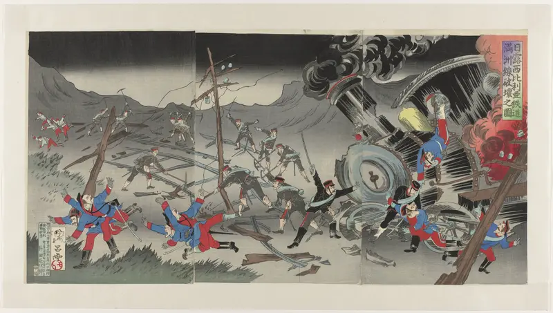 Vernieling van de spoorweg in Mantsjoerije tijdens de Russisch-Japanse Oorlog Wall Art by Unknown - High-Resolution Digital Print