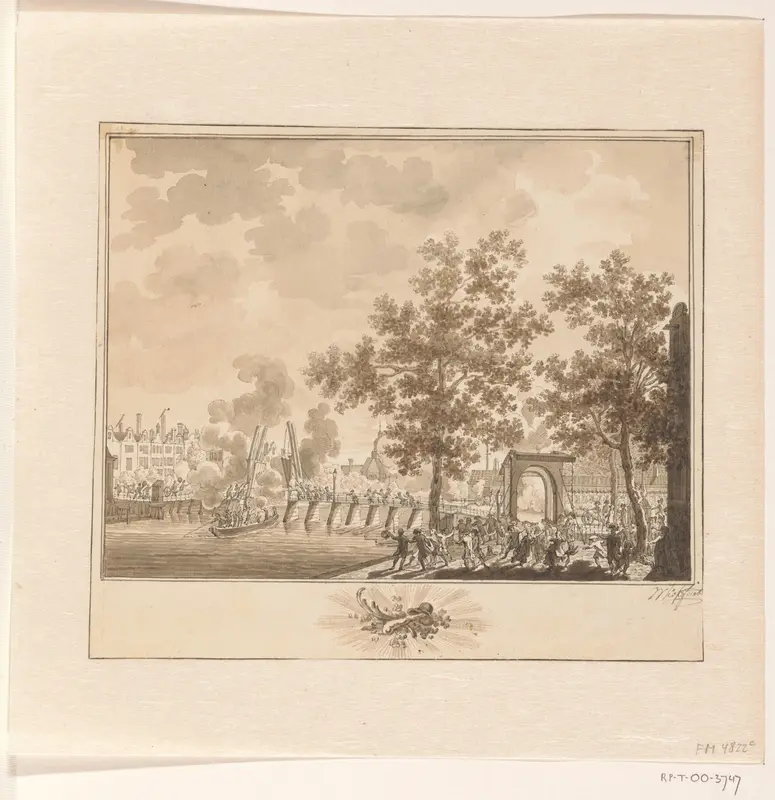Verovering van de Kattenburgerbrug, 1787 Wall Art by Unknown - High-Resolution Digital Print