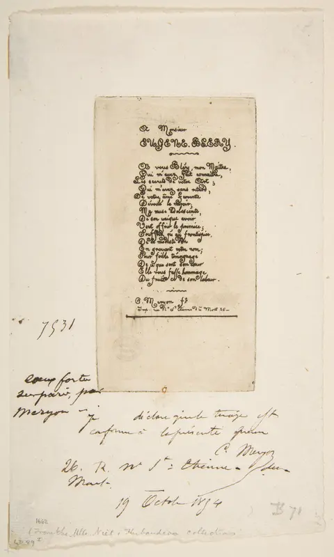 Vers a Eugène Bléry, No 2 (Verses dedicated to Eugène Bléry, No 2) Wall Art by Charles Meryon - High-Resolution Digital Print